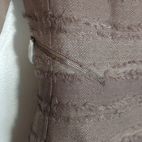 NWOT BCBGMaxAzria Brown Beige Mixed Media Fringe Moto Zipper Jacket Medium - Picture 5 of 7